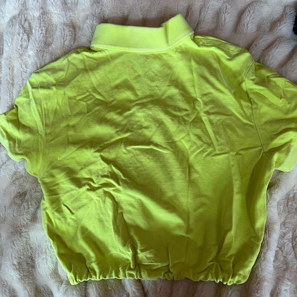 up-cycled AEO neon green polo to be cropped - Picture 2 of 8